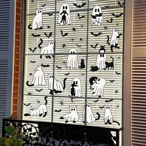 2 Sheets Halloween Ghost Window Clings Ghost Window Decals Ghost Reusable Stickers for Spooky Halloween Home Decoration Windows Glass Mirror Decor Holiday Party Supplies in Saudi Arabia