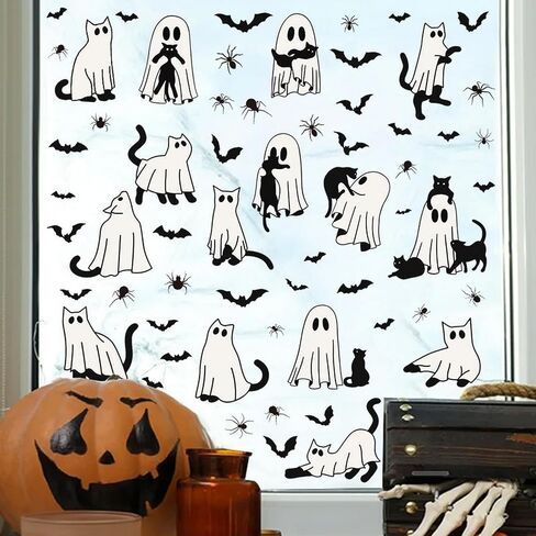 2 Sheets Halloween Ghost Window Clings Ghost Window Decals Ghost Reusable Stickers for Spooky Halloween Home Decoration Windows Glass Mirror Decor Holiday Party Supplies in Saudi Arabia