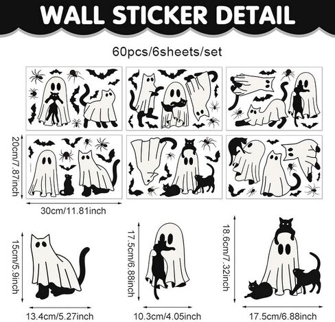 2 Sheets Halloween Ghost Window Clings Ghost Window Decals Ghost Reusable Stickers for Spooky Halloween Home Decoration Windows Glass Mirror Decor Holiday Party Supplies in Saudi Arabia