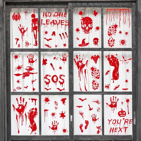 9 Sheets Halloween Window Clings Cute Window Stickers for Home Party Supplies Halloween Decoration with Pumpkin Bat Ghosts Witch for Home/Office/School Windows in Saudi Arabia