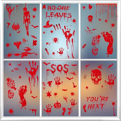9 Sheets Halloween Window Clings Cute Window Stickers for Home Party Supplies Halloween Decoration with Pumpkin Bat Ghosts Witch for Home/Office/School Windows in Saudi Arabia