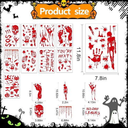 9 Sheets Halloween Window Clings Cute Window Stickers for Home Party Supplies Halloween Decoration with Pumpkin Bat Ghosts Witch for Home/Office/School Windows in Saudi Arabia