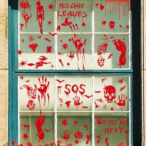 9 Sheets Halloween Window Clings Cute Window Stickers for Home Party Supplies Halloween Decoration with Pumpkin Bat Ghosts Witch for Home/Office/School Windows in Saudi Arabia