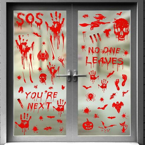 9 Sheets Halloween Window Clings Cute Window Stickers for Home Party Supplies Halloween Decoration with Pumpkin Bat Ghosts Witch for Home/Office/School Windows in Saudi Arabia
