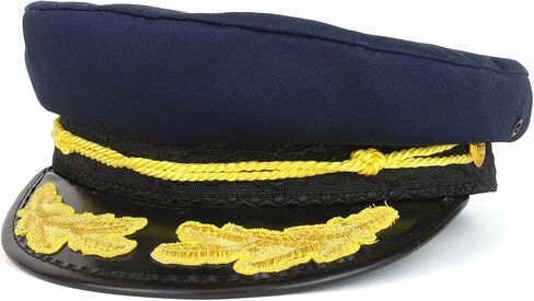 Armycrew Cotton Yacht Captain Costume Hat with Gold Oak Leaf and Rope in Saudi Arabia