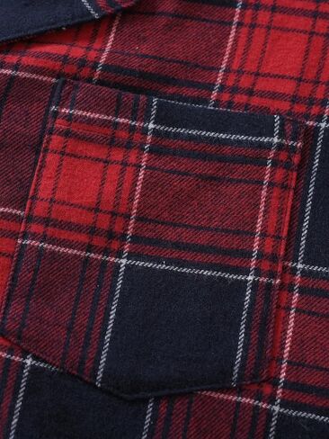 Latuza Women's Plaid Flannel Pajama Shirt Button Down Long Sleeve Pj Top in Kuwait