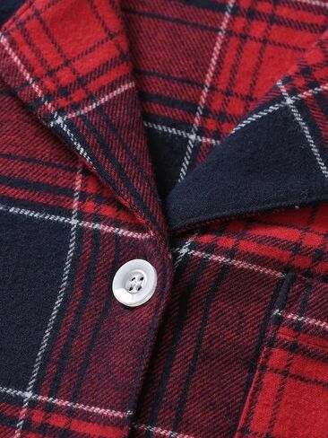 Latuza Women's Plaid Flannel Pajama Shirt Button Down Long Sleeve Pj Top in Kuwait