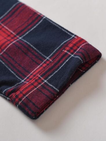 Latuza Women's Plaid Flannel Pajama Shirt Button Down Long Sleeve Pj Top in Kuwait