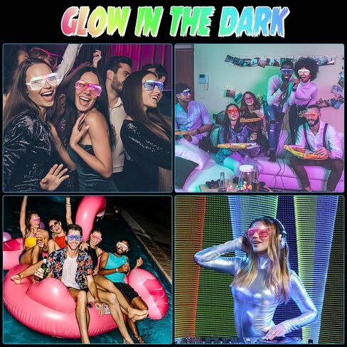 Honoson 72 Pcs LED Light up Party Favors Halloween Glow in The Dark Neon Party Supplies Include 36 Shutter Shades LED Glasses 36 Flashing Strawberry Light up Rings for for Adults in Saudi Arabia