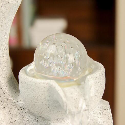 TiCin Tabletop Water Fountain with Spinning Ball Light, Decorative Resin Figure Design, LED Illuminated Rolling Ball, Indoor Home Office Decor, 11.2 x 9 x 7 inches (Type A) in Kuwait