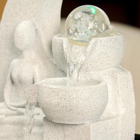 TiCin Tabletop Water Fountain with Spinning Ball Light, Decorative Resin Figure Design, LED Illuminated Rolling Ball, Indoor Home Office Decor, 11.2 x 9 x 7 inches (Type A) in Kuwait