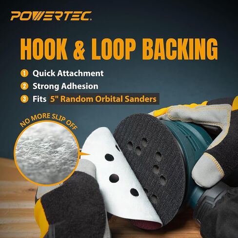 POWERTEC 100PK، أقراص صنفرة بخطاف وحلقة مقاس 5 بوصات و8 فتحات، 40 حبيبة، ورق صنفرة لآلات الصنفرة المدارية العشوائية، 45004-P4 in Saudi Arabia