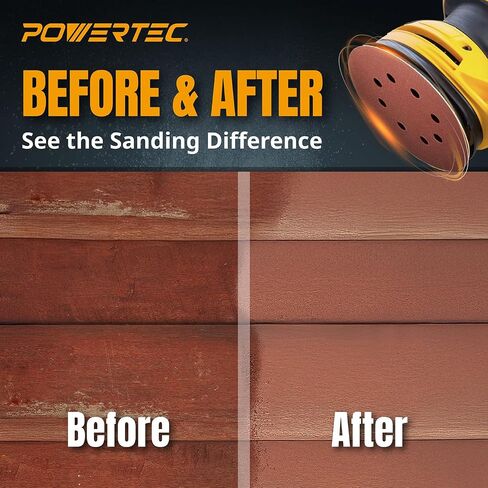 POWERTEC 100PK، أقراص صنفرة بخطاف وحلقة مقاس 5 بوصات و8 فتحات، 40 حبيبة، ورق صنفرة لآلات الصنفرة المدارية العشوائية، 45004-P4 in Saudi Arabia
