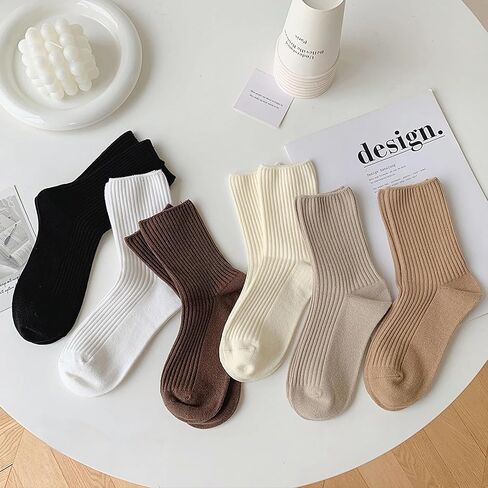 Womens Cute Crew Socks Casual Cotton Socks for Women Neutral Athletic in Saudi Arabia