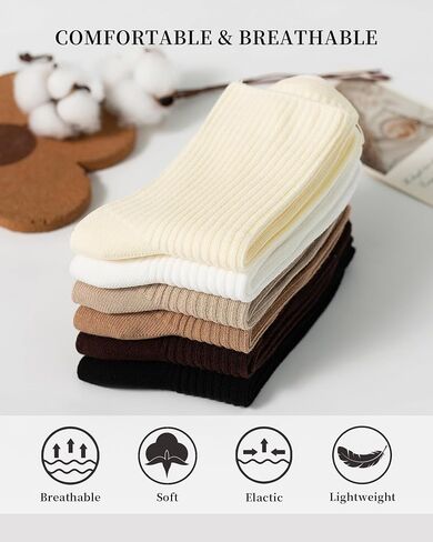 Womens Cute Crew Socks Casual Cotton Socks for Women Neutral Athletic in Saudi Arabia