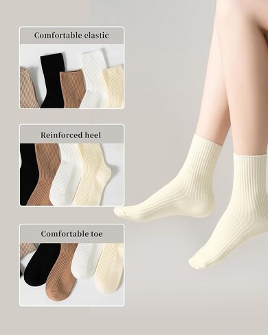 Womens Cute Crew Socks Casual Cotton Socks for Women Neutral Athletic in Saudi Arabia