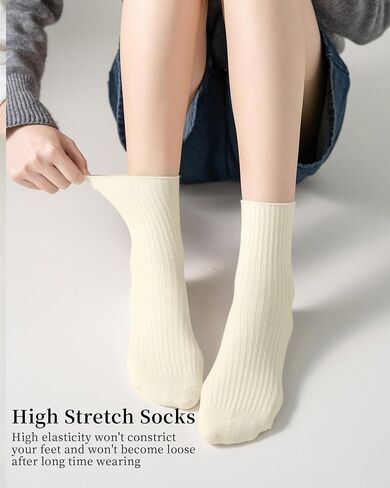 Womens Cute Crew Socks Casual Cotton Socks for Women Neutral Athletic in Saudi Arabia