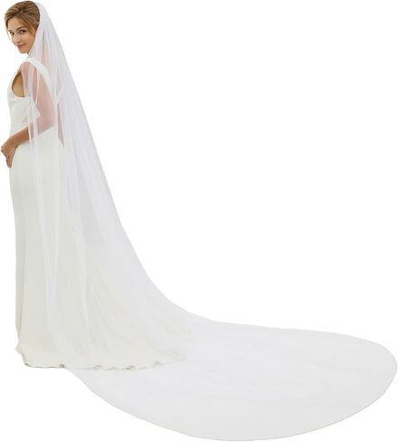 Wedding Veil for Bride 1 Tier Bridal Veil with Pearls and Crystals Beaded Edge for Women and Bride in Saudi Arabia