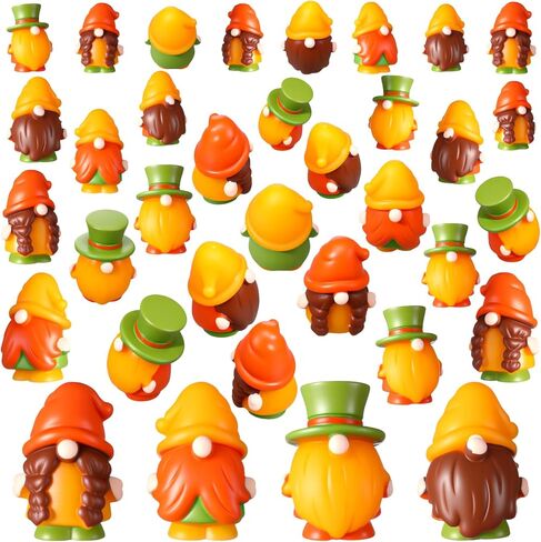 40 Pcs Fall Mini Gnomes Figurine Miniature Fall Gnome Resin Statues Thanksgiving Autumn Maple Leaves Pumpkin Mini Resin Gnomes Table Decor for Fall Harvest Indoor Outdoor Garden Plant Pots in Saudi Arabia