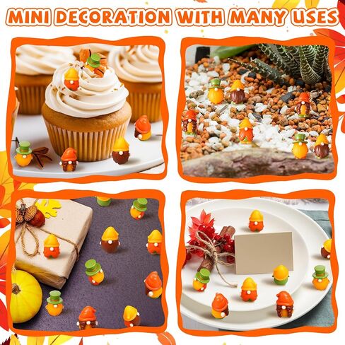 40 Pcs Fall Mini Gnomes Figurine Miniature Fall Gnome Resin Statues Thanksgiving Autumn Maple Leaves Pumpkin Mini Resin Gnomes Table Decor for Fall Harvest Indoor Outdoor Garden Plant Pots in Saudi Arabia