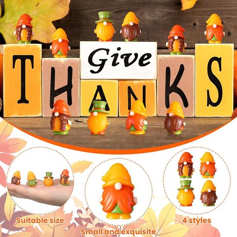 40 Pcs Fall Mini Gnomes Figurine Miniature Fall Gnome Resin Statues Thanksgiving Autumn Maple Leaves Pumpkin Mini Resin Gnomes Table Decor for Fall Harvest Indoor Outdoor Garden Plant Pots in Saudi Arabia