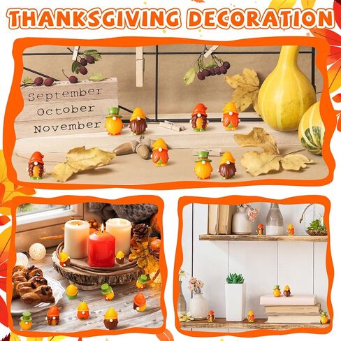 40 Pcs Fall Mini Gnomes Figurine Miniature Fall Gnome Resin Statues Thanksgiving Autumn Maple Leaves Pumpkin Mini Resin Gnomes Table Decor for Fall Harvest Indoor Outdoor Garden Plant Pots in Saudi Arabia