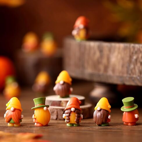 40 Pcs Fall Mini Gnomes Figurine Miniature Fall Gnome Resin Statues Thanksgiving Autumn Maple Leaves Pumpkin Mini Resin Gnomes Table Decor for Fall Harvest Indoor Outdoor Garden Plant Pots in Saudi Arabia