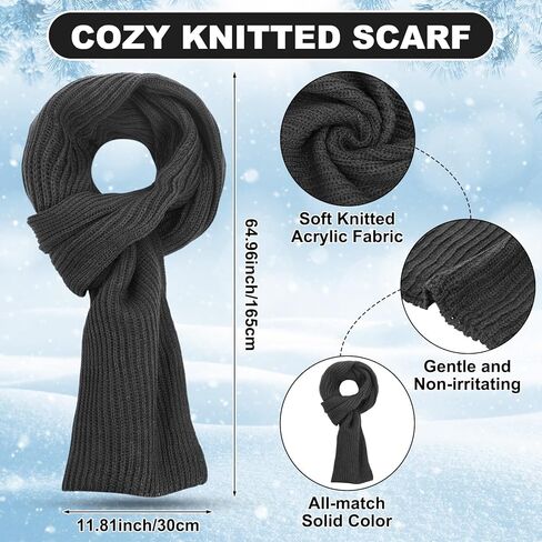 8 Pcs Winter Warm Set for Men Black Knitted Beanie Earflap Cap Touchscreen Half Finger Glove Scarf Socks in Kuwait