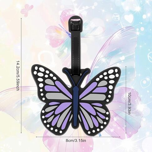 Funny Butterfly Luggage Tags for Suitcases - Purple Cute Butterfly Luggage Tag, Unique Identifiers Novelty Tag Markers for Women Men Travel Bags in Saudi Arabia