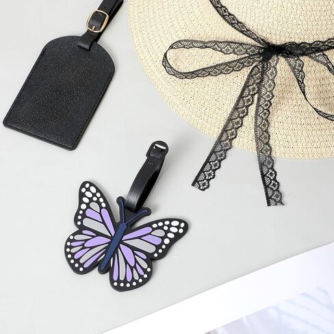 Funny Butterfly Luggage Tags for Suitcases - Purple Cute Butterfly Luggage Tag, Unique Identifiers Novelty Tag Markers for Women Men Travel Bags in Saudi Arabia
