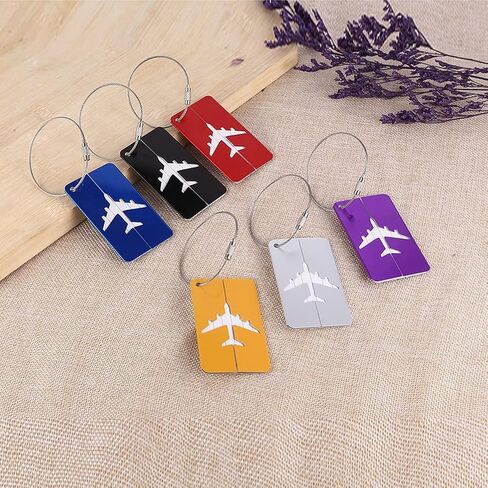 6 Pcs Luggage Tag, 7.5x4.5cm Aluminum Luggage Tag for Suitcases with Stainless Steel Loop, Suitcase Tags Bag Tags for Luggage (Gold, Purple, Silver, Black, Blue, Red) in Saudi Arabia