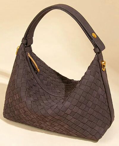 Women's Suede Woven Bag Shoulder Tote Purse Retro Crossbody Handbag Clutch Woven Tote Bag Slouchy Crescent Satchel in Kuwait