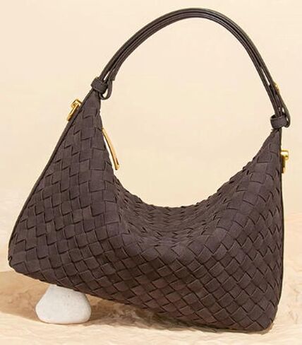 Women's Suede Woven Bag Shoulder Tote Purse Retro Crossbody Handbag Clutch Woven Tote Bag Slouchy Crescent Satchel in Kuwait