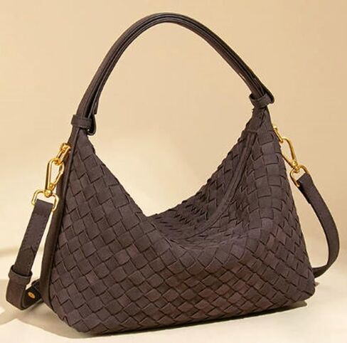 Women's Suede Woven Bag Shoulder Tote Purse Retro Crossbody Handbag Clutch Woven Tote Bag Slouchy Crescent Satchel in Kuwait