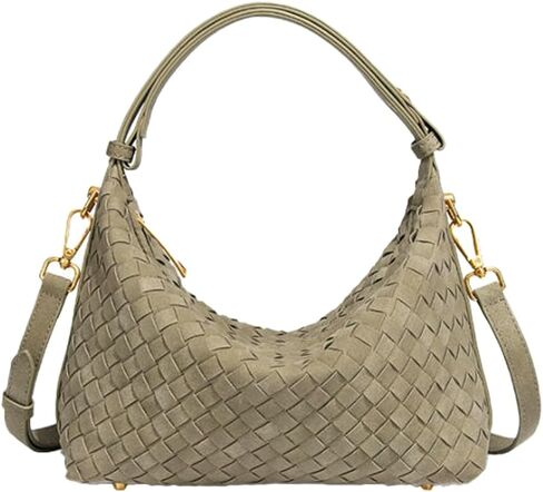 Women's Suede Woven Bag Shoulder Tote Purse Retro Crossbody Handbag Clutch Woven Tote Bag Slouchy Crescent Satchel in Kuwait