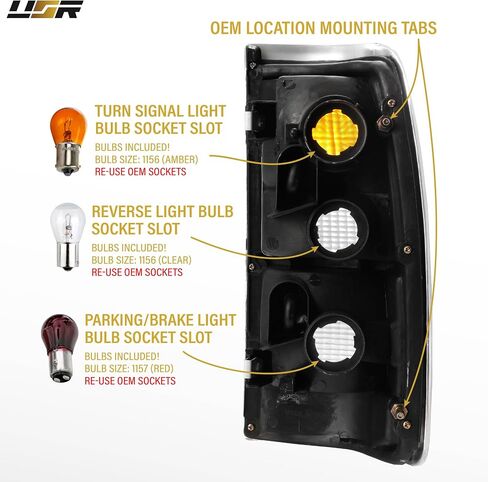 USR 93-98 T100 أضواء إشارة الانعطاف - الزاوية الأمامية + مصابيح إشارة الانعطاف الممتصة للصدمات لشاحنة بيك اب Toyota T-100 1993-1998 (إجمالي 4 قطع متطابقة، جميع العدسات الشفافة و4 لمبات كهرمان متضمنة) in Kuwait