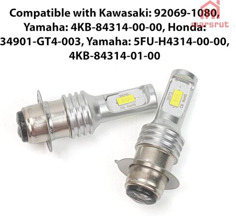 2 قطعة لمبة أمامية LED تناسب Yamaha Kodiak 450 4x4 YFM450 YFM400 2003-2020، ملحقات مصابيح الضباب LED، H6 H6M P15D 12-24V حجم صغير، لرينو 660 700 دراجة نارية ATV، ترقية السطوع 6000K أبيض in Saudi Arabia