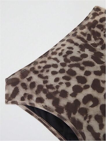 Milumia Women's Leopard One Shoulder Mesh Bodysuit Ruched Asymmetrical Fitted Tank Tops in Saudi Arabia