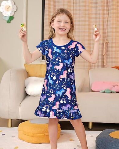 LQSZ Girls Nightgown Casual Dress Sleepwear 3-10 Years Pajamas Nightgowns for Little Girls in Kuwait