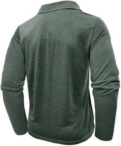 Mens Casual Long Sleeve Polo Shirts Classic Button Golf Shirt Cotton Collared Polo Tee Shirts Stylish Tops in Saudi Arabia