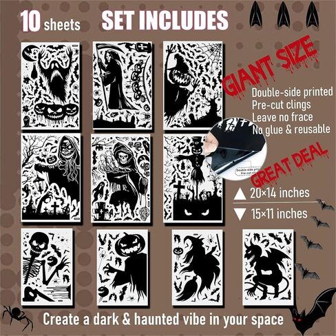 Halloween Decorations Window Clings, Halloween Window Silhouette, Stickers, 2025 in Saudi Arabia