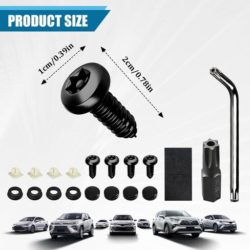 4 Set Anti Theft License Plate Screws Kits, License Plate Fasteners, Stainless Steel Rustproof Security Bolts Fasteners, M6 (1/4") Tamper Proof Screws for Front Rear Frame Holder Mounting in Kuwait