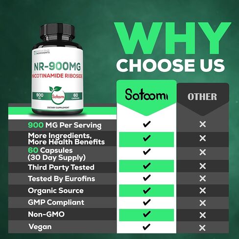 Satoomi 8in1 NMNH - NMN Supplement Alternative - NAD Supplement to Support NAD+ Levels Added Fisetin, Resveratrol, Quercetin, Turmeric, Berberine, Vitamin D3 & C - 60 Count for 30 Days in Saudi Arabia