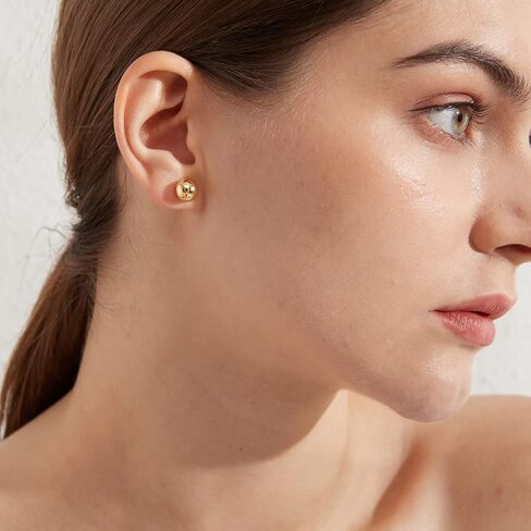 Jiamiaoi 18K White Gold Plated Polished Ball Stud Earrings Hypoallergenic Nickel Free Earrings 925 Sterling Silver Ball Earrings Simple Earrings Round Stud Earrings for Men Women in Kuwait