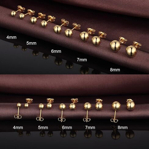 Jiamiaoi 18K White Gold Plated Polished Ball Stud Earrings Hypoallergenic Nickel Free Earrings 925 Sterling Silver Ball Earrings Simple Earrings Round Stud Earrings for Men Women in Kuwait