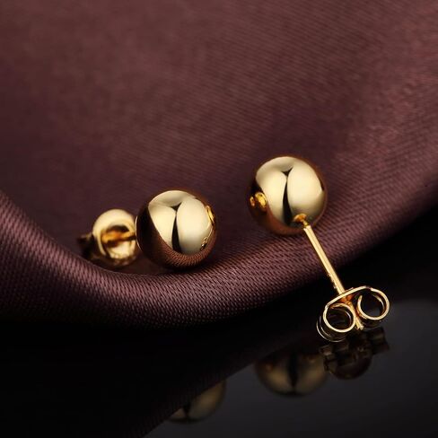 Jiamiaoi 18K White Gold Plated Polished Ball Stud Earrings Hypoallergenic Nickel Free Earrings 925 Sterling Silver Ball Earrings Simple Earrings Round Stud Earrings for Men Women in Kuwait