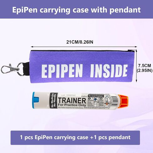 عبوتان من حقيبة حمل EpiPen، حقيبة حمل Epipen معزولة مع ملصق 2 قطعة، حافظة قلم EpiPen رفيعة تناسب قلم EpiPen واحد، جهاز استنشاق الربو، Auvi-Q، دواء الحساسية، حامل قلم EpiPen للسفر للبالغين أو الأطفال (أسود) in Kuwait