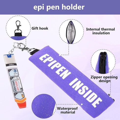 عبوتان من حقيبة حمل EpiPen، حقيبة حمل Epipen معزولة مع ملصق 2 قطعة، حافظة قلم EpiPen رفيعة تناسب قلم EpiPen واحد، جهاز استنشاق الربو، Auvi-Q، دواء الحساسية، حامل قلم EpiPen للسفر للبالغين أو الأطفال (أسود) in Kuwait