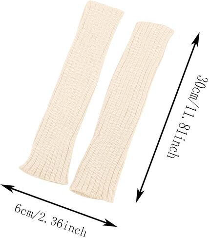 Women's Long Fingerless Gloves Fashion Stretch Arm Warmers Knit Arm Sleeves for Teen Girl Thumb Hole Stretchy Gloves in Saudi Arabia