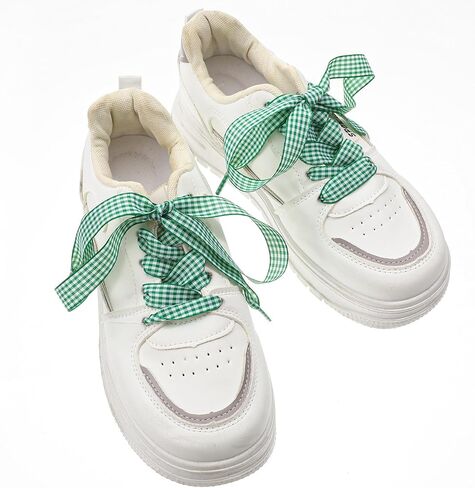 7 Pairs Gingham Shoe Laces for Women, Colorful 1.5cm Wide Ribbon Checkered Plaid Shoe Laces Replacement for Sneakers Boots Ballet Flats and DIY Hair Bands Anklets Bracelets in Saudi Arabia